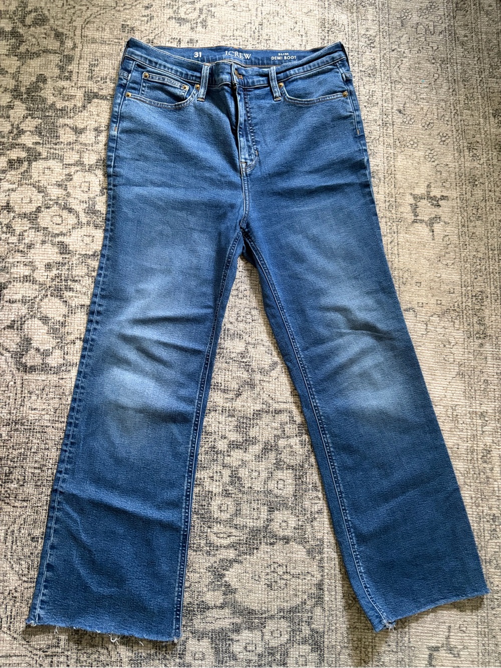 Jcrew slim Demi boot with raw hem